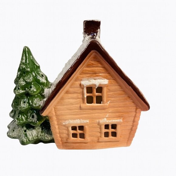 Lighted Christmas Village Mountain House Cabin Tree Marcia Ceramics Inspirations - Picture 2 of 16